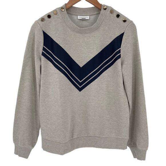 Charter Club Shoulder Button Detail Sweatshirt Women Small Maple Heather Combo - Picture 1 of 6